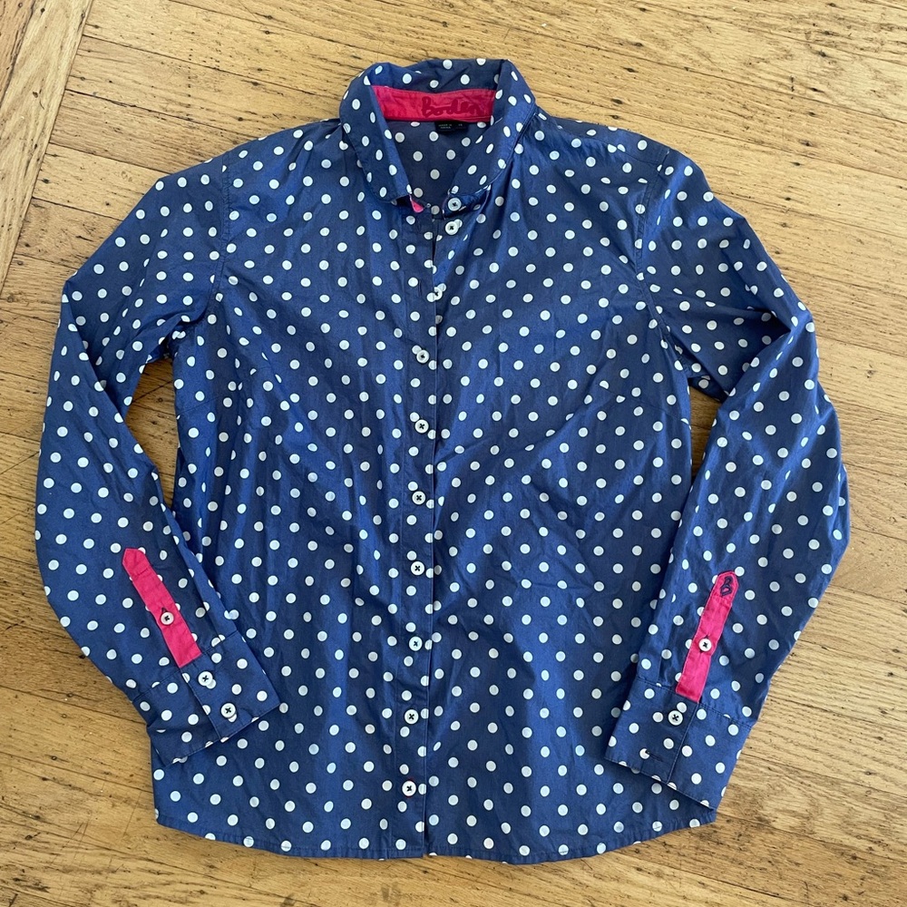 Boden Blue Polka Dot Button Down Shirt